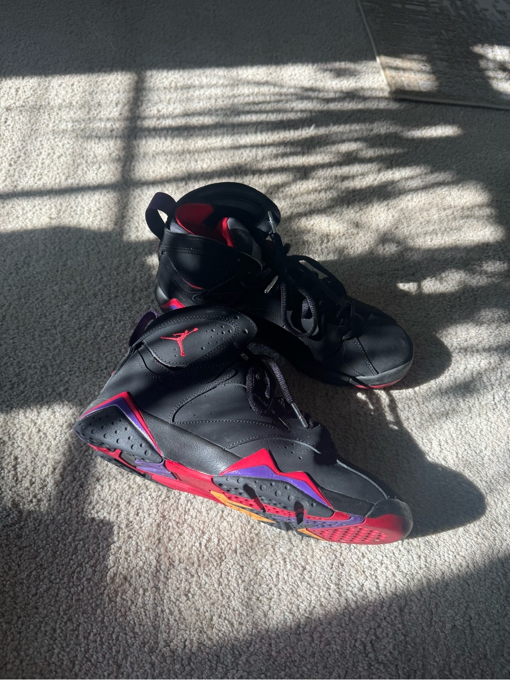 Jordan Kids Black Sneakers with Red and Purple Accents